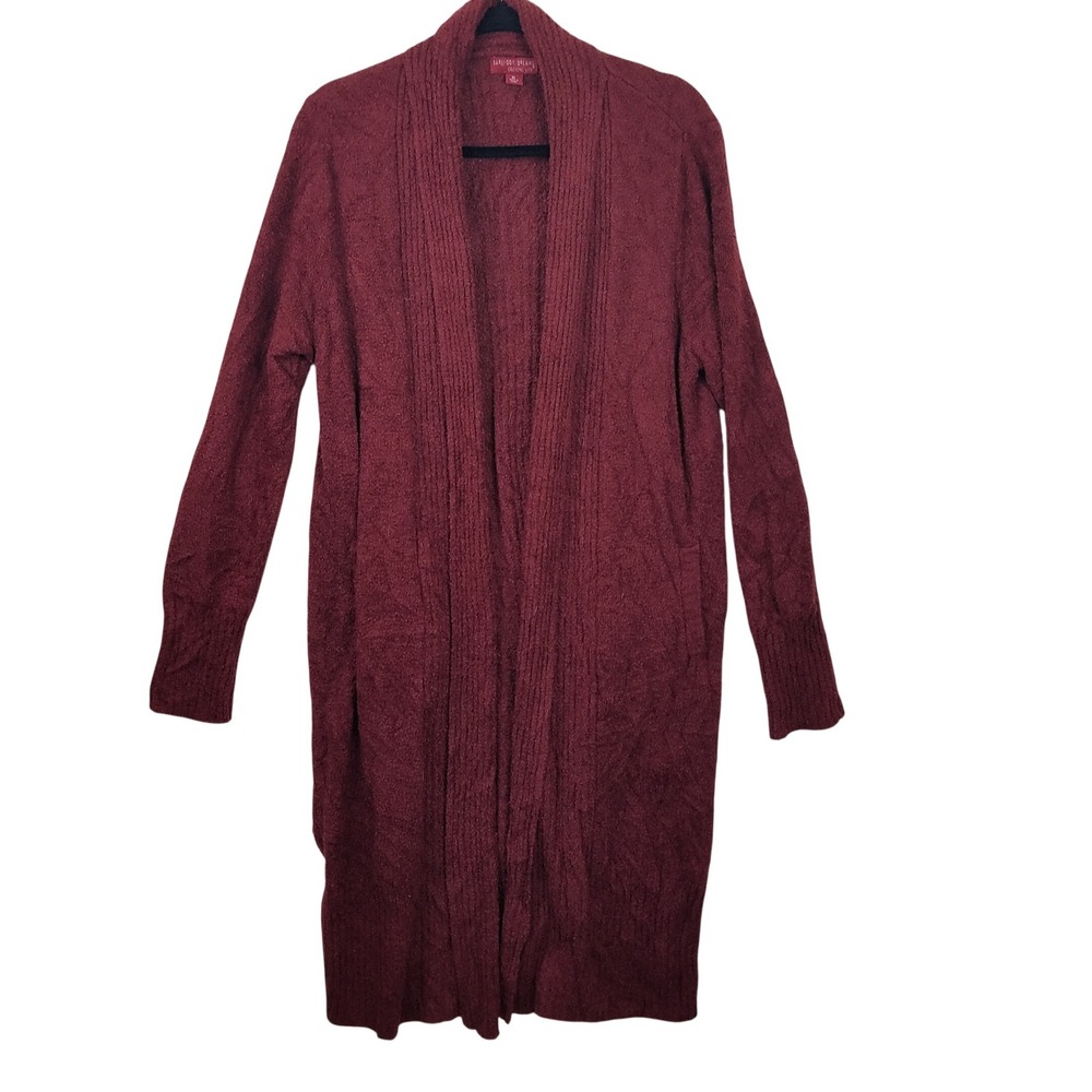 Barefoot Dreams CozyChic Lite Cardigan Burgundy Red Open Front Long Sleeve‎ XL